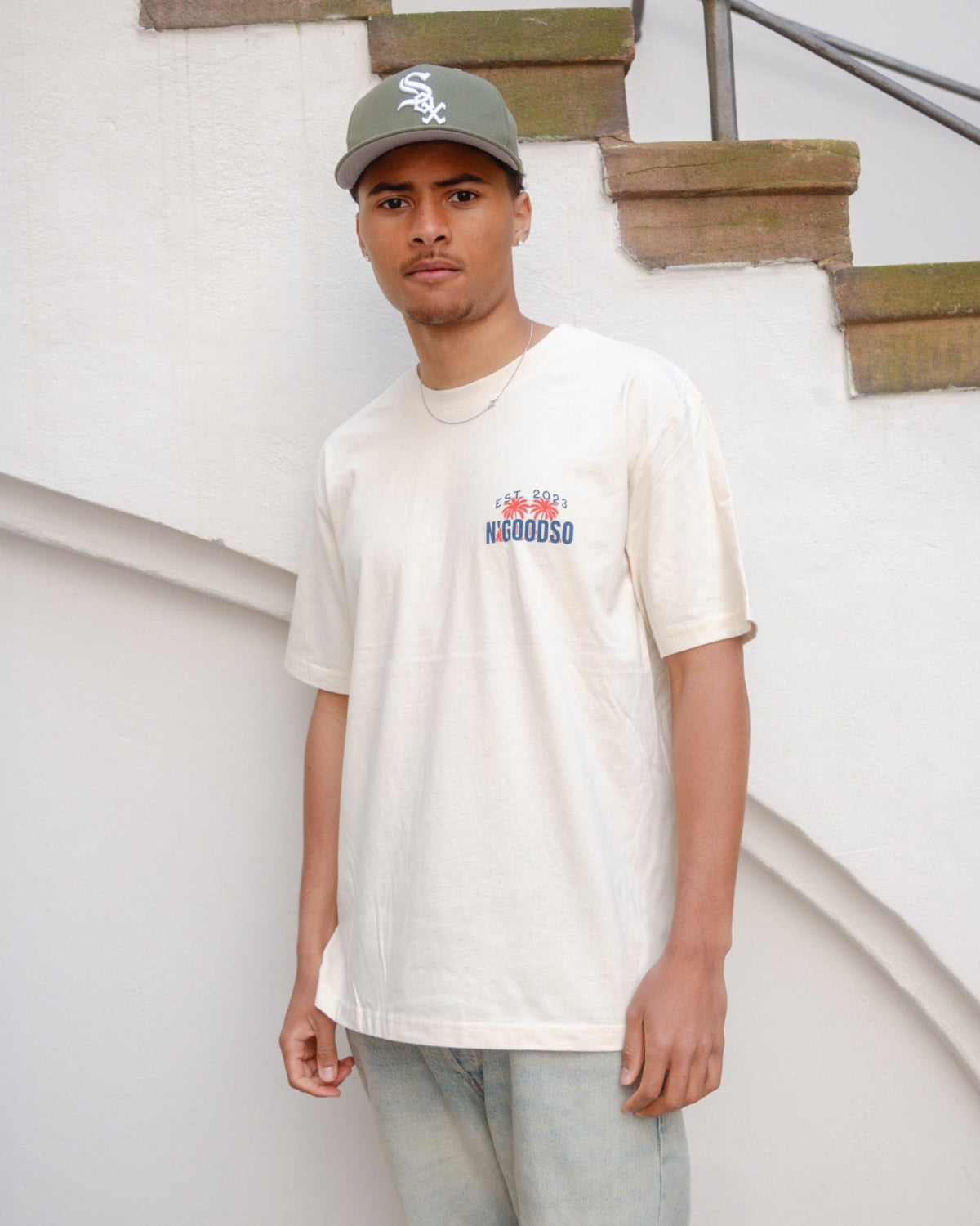 PALM PRINT T-SHIRT HVID