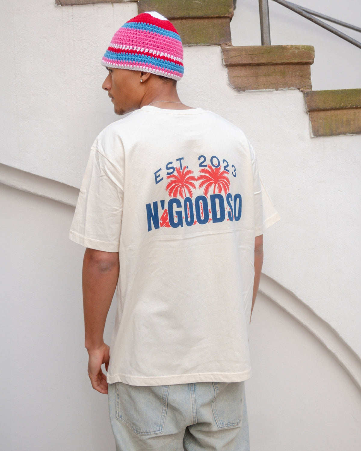 PALM PRINT T-SHIRT HVID