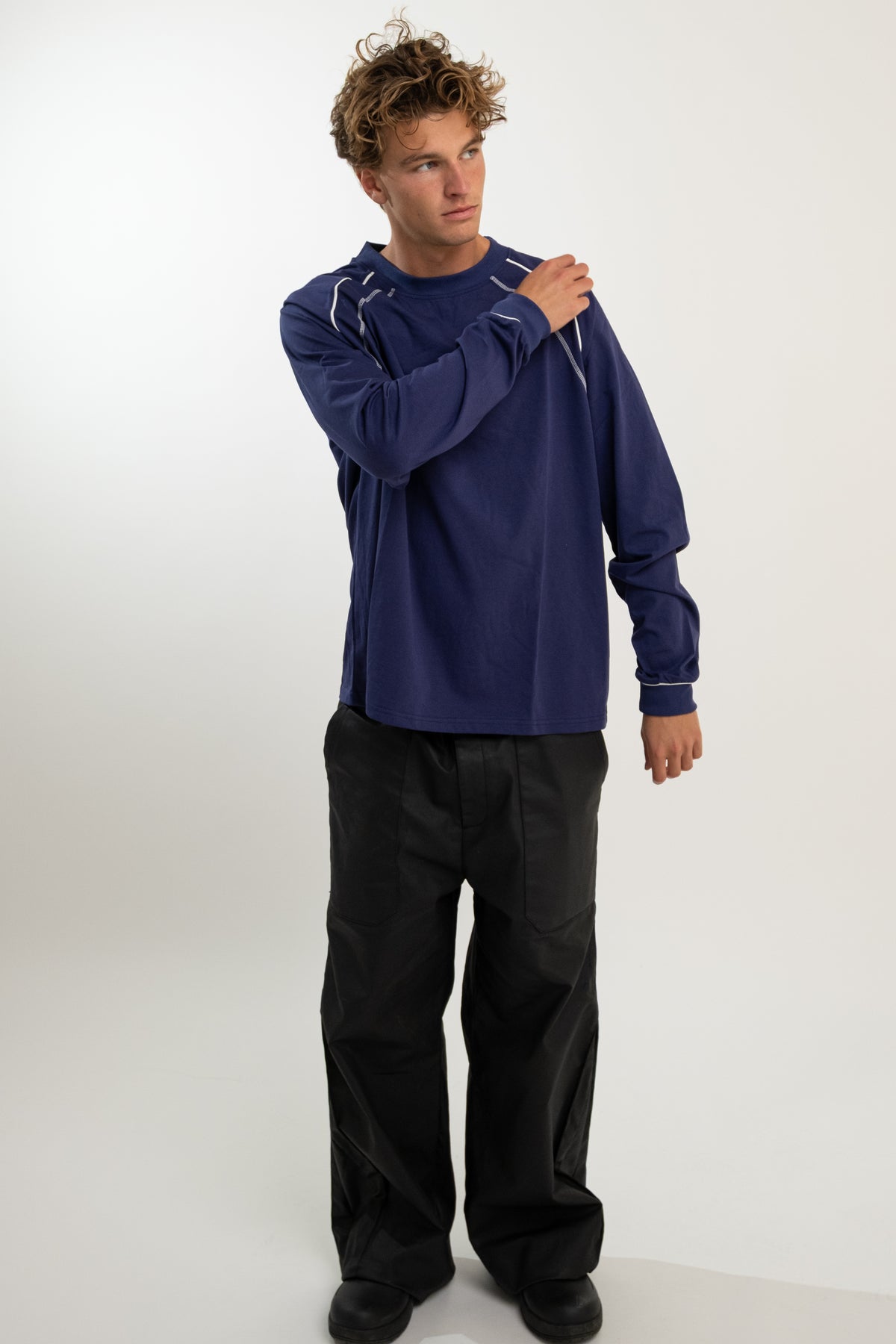 LANGÆRMET T-SHIRT NAVY