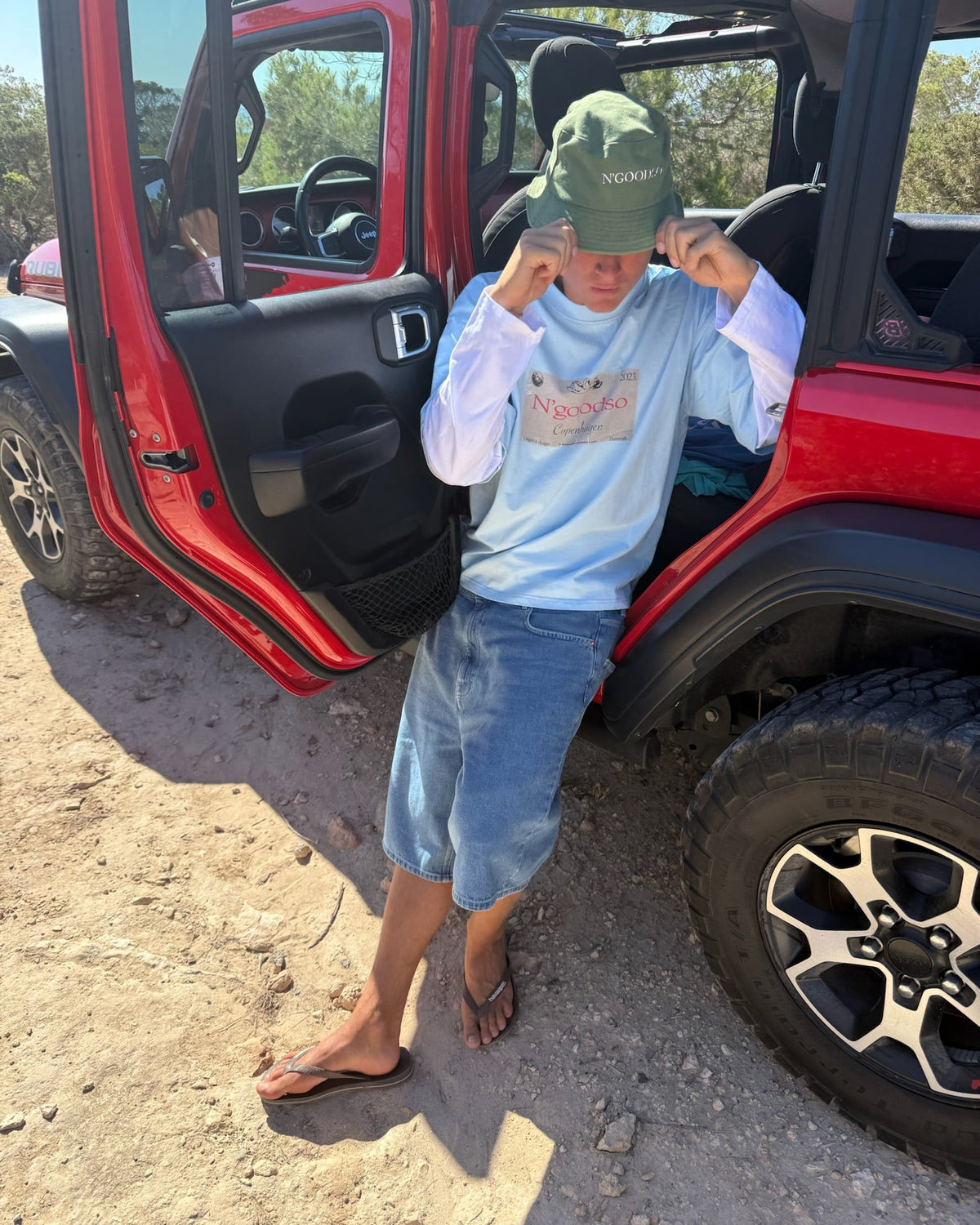 LANGÆRMET PRINT T-SHIRT BLÅ/HVID