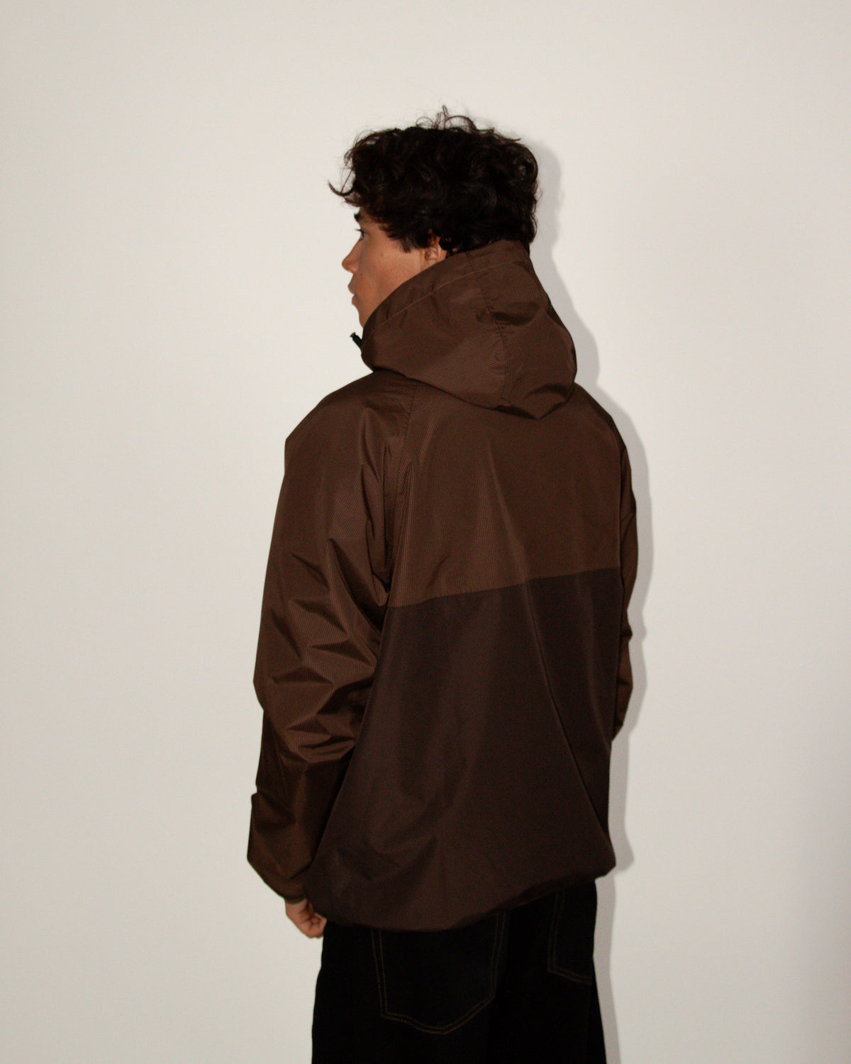 STRIBET VINDJAKKE BRUN