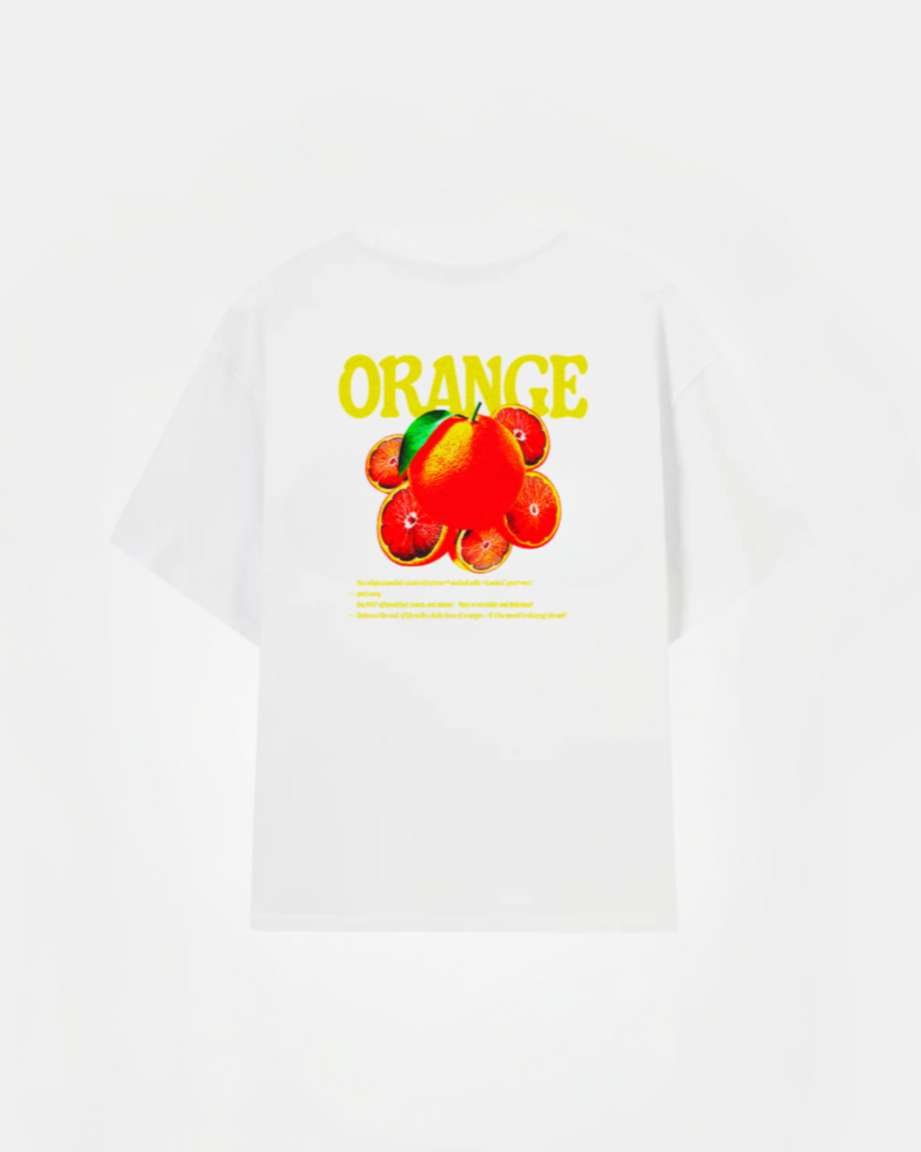 ORANGE PRINT T-SHIRT HVID