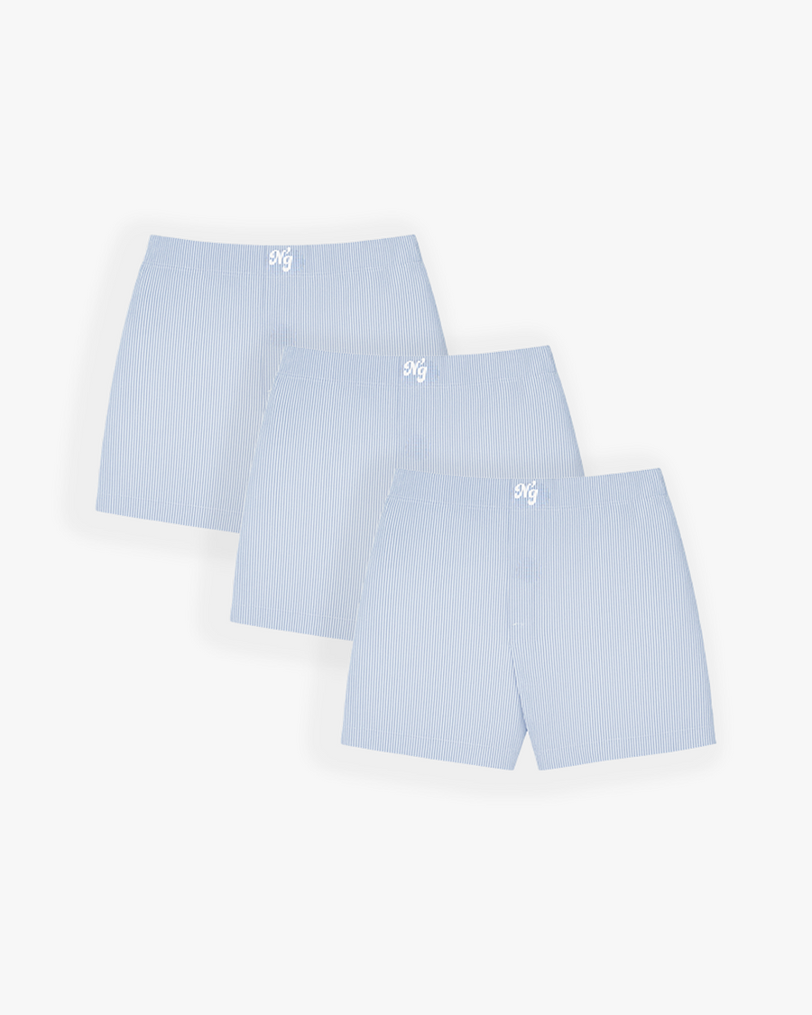 3- PAK BOXERSHORTS LYSEBLÅ/HVID