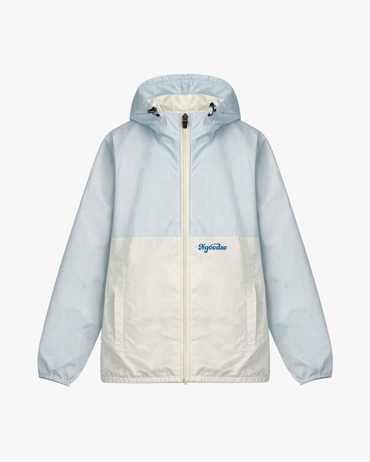 STRIBET VINDJAKKE BLÅ/HVID