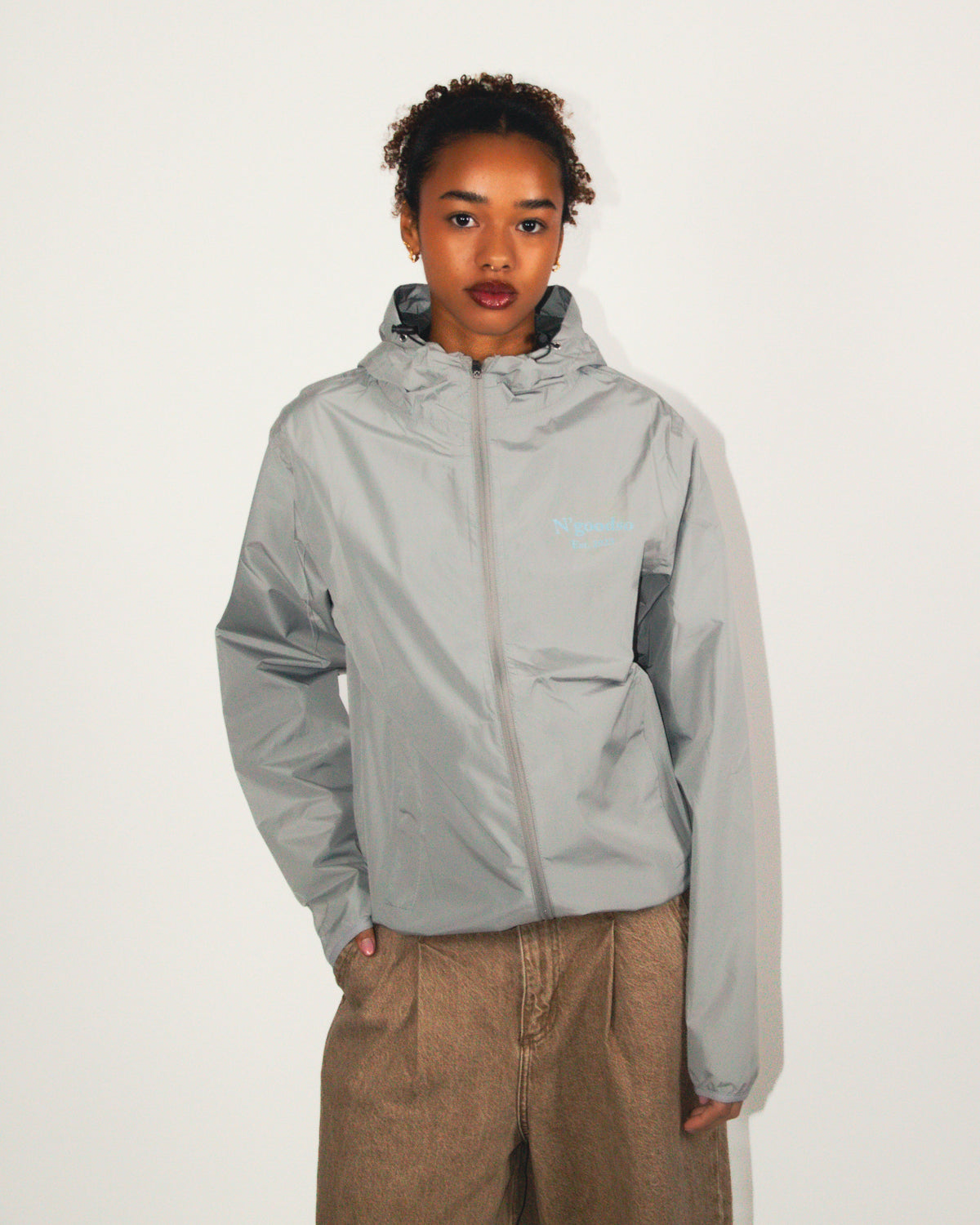 GRAY WINDBREAKER