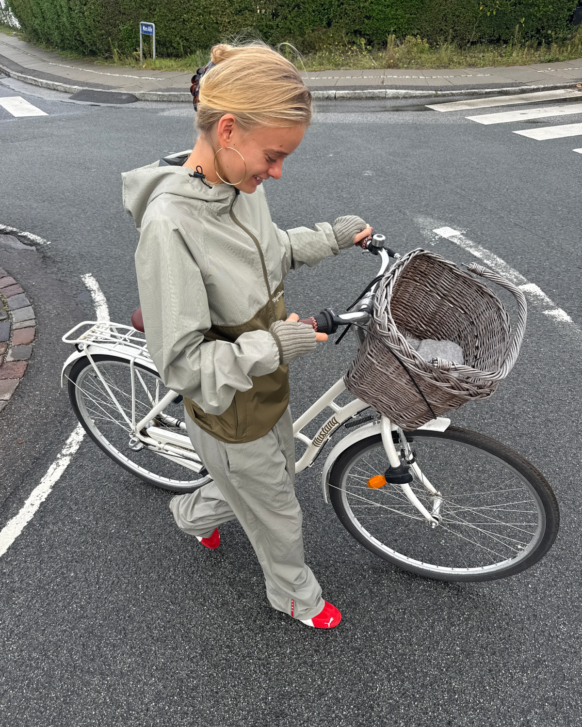 STRIBET VINDJAKKE GRØN