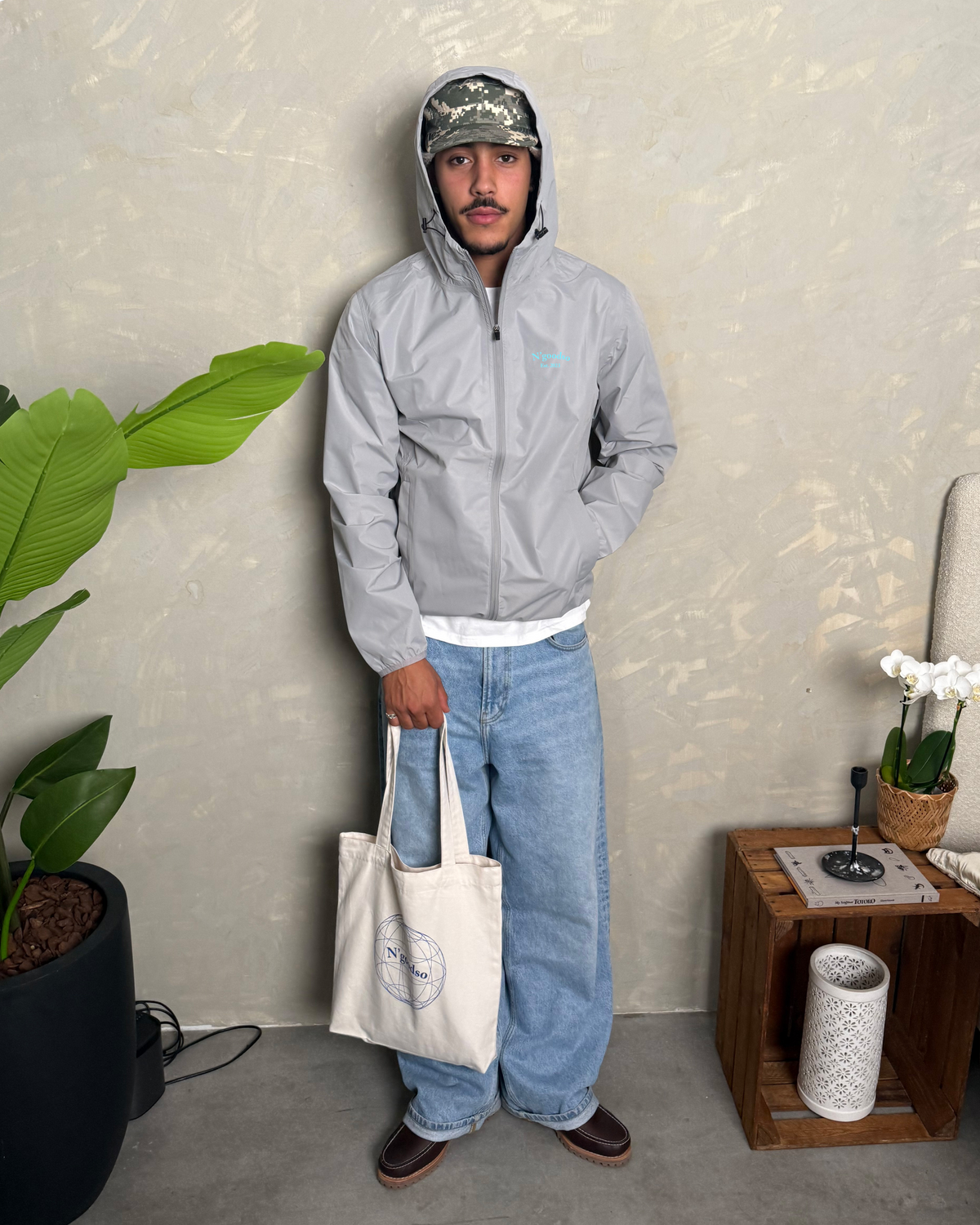 GRAY WINDBREAKER